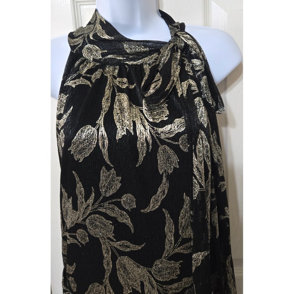 Betsy&Adam Black Gold Metallic Floral Sheath Gown Women's 16 Black/Gold NWT - Picture 4 of 16